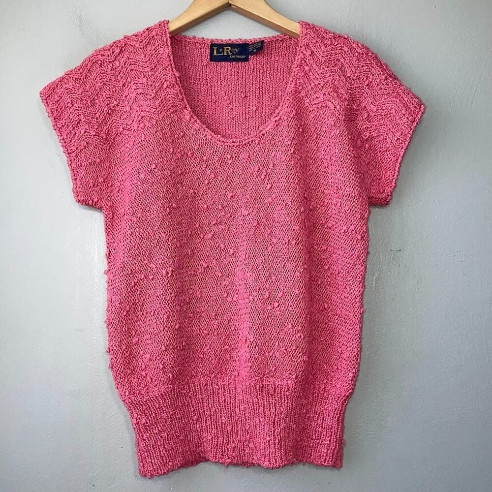 Vintage Romantic Sweater Size Medium Pink Boucle Knit Coquette Feminine Dainty